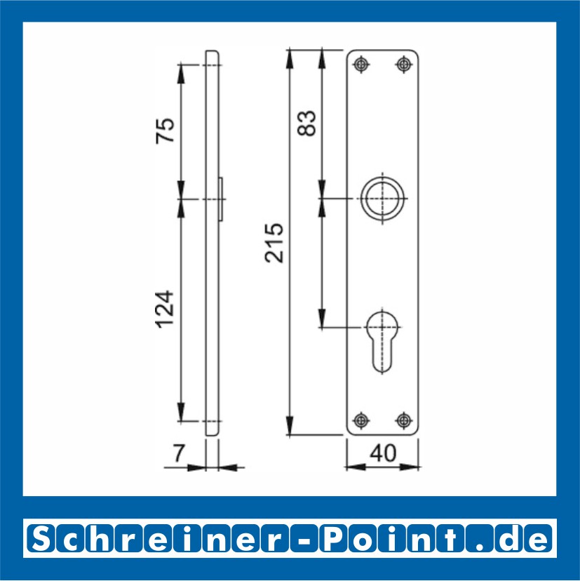 Hoppe Langschild 202SP Aluminium F1 Natur PZ